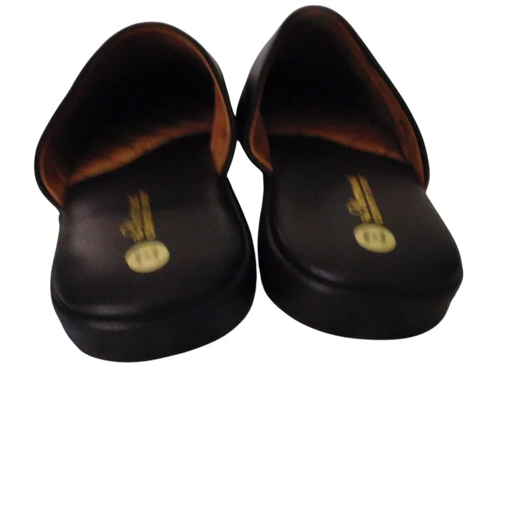 Mens Leather Slip On Slippers soft Sole House Shoes Brown Scuffs Sz 13 Wide - Picture 5 of 6